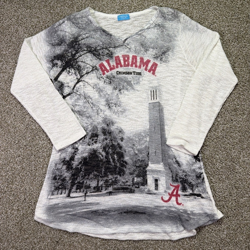 Vintage Alabama Crimson Tide Womens Knit Sweater Medium Lightweight Vneck